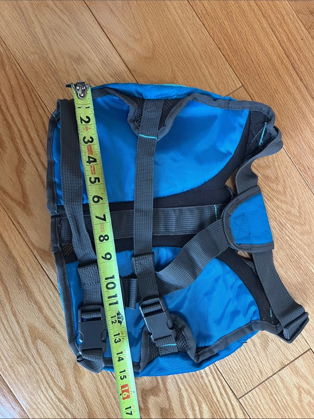 Outward Hound Aqua and Teal Dog Pack Harness Black Straps reflective strip